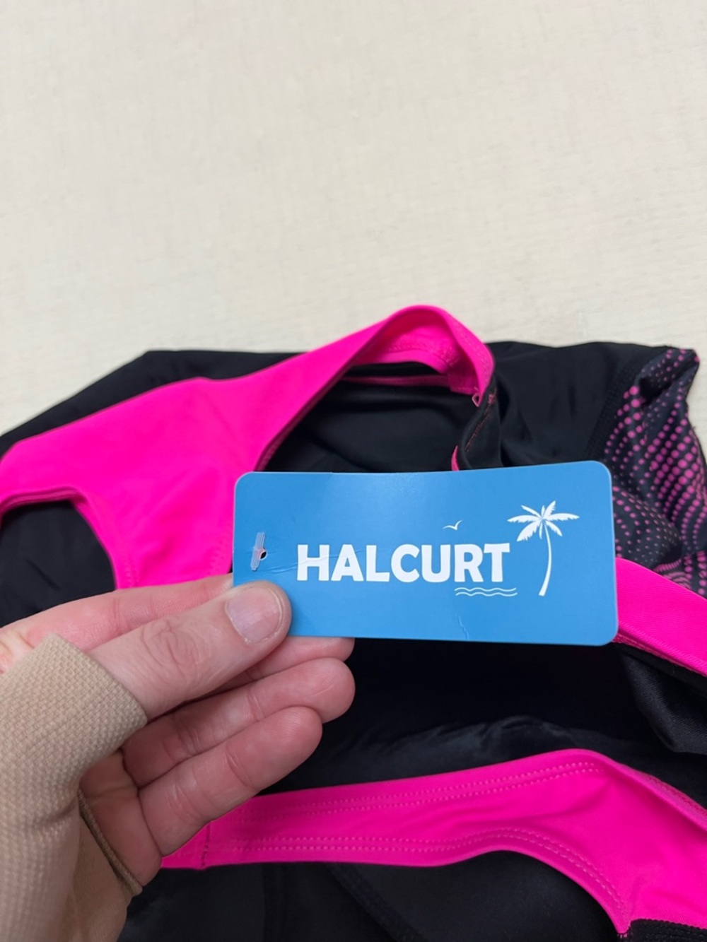 NWT Halcurt 2XL black/pink athletic boyshort swimsuit - Picture 5 of 11